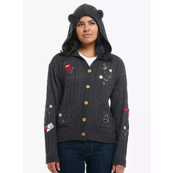 Hot Topic Sweaters - Hot Topic Studio Ghibli Kikis Delivery Service Jiji Cable Knit Cardigan Size L